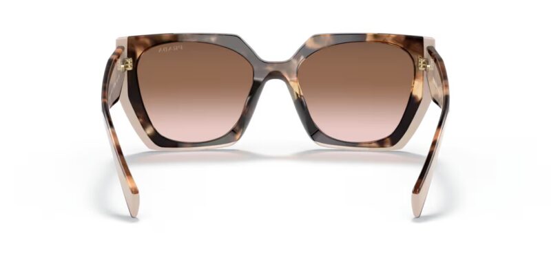 Εσωτερικη όψη γυαλιών ηλίου PRADA PR15WS 01R0A6 με σχέδιο ταρταρούγα και χρυσό λογότυπο PRADA MILANO