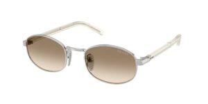 Γυναικεία γυαλιά ηλίου PRADA PRB53S 1BC80K σε ασημί με ανοιχτό κίτρινο ντεγκραντέ καφέ φακούς – νέα συλλογή 2025, κομψό οβάλ design & UV προστασία.