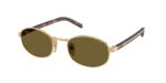 Γυναικεία γυαλιά ηλίου PRADA PRB53S 5AK09Z σε χρυσό με σκούρους καφέ φακούς – νέα συλλογή 2025, κομψό οβάλ design & UV προστασία.