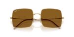 unisex γυαλιά ηλίου RAY-BAN RBR0104S 001/83 Square Reverse με χρυσό (arista) μεταλλικό σκελετό και πολωτικούς σκούρους καφέ φακούς.