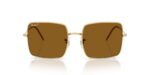unisex γυαλιά ηλίου RAY-BAN RBR0104S 001/83 Square Reverse με χρυσό (arista) μεταλλικό σκελετό και πολωτικούς σκούρους καφέ φακούς.