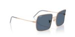 unisex γυαλιά ηλίου RAY-BAN RBR0104S 92023A Square Reverse με μεταλλικό σκελετό σε ροζ χρυσό και σκούρους μπλε φακούς.