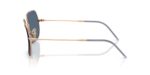 unisex γυαλιά ηλίου RAY-BAN RBR0104S 92023A Square Reverse με μεταλλικό σκελετό σε ροζ χρυσό και σκούρους μπλε φακούς.