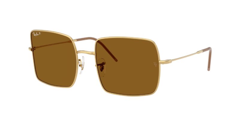 unisex γυαλιά ηλίου RAY-BAN RBR0104S 001/83 Square Reverse με χρυσό (arista) μεταλλικό σκελετό και πολωτικούς σκούρους καφέ φακούς.