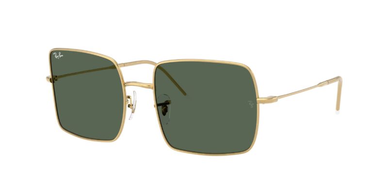 unisex γυαλιά ηλίου RAY-BAN RBR0104S 001/VR Square Reverse με χρυσό (arista) μεταλλικό σκελετό και σκούρους πράσινους φακούς.