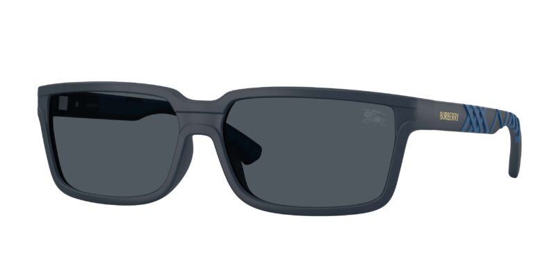 Δυναμικά ανδρικά γυαλιά ηλίου BURBERRY BE4495D 424087 με ματ μπλε κοκάλινο σκελετό και σκούρους γκρι φακούς.