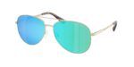 LUXURY γυναικεία πολωτικά γυαλιά ηλίου MICHAEL KORS MK1172 Perledo 101425 με χρυσό μεταλλικό σκελετό και μπλε polarized φακούς.