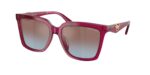 FASHION γυναικεία γυαλιά ηλίου MICHAEL KORS MK2256U 4032H7 Menaggio με διαφανή δαμασκηνί σκελετό και μωβ μπλε ντεγκραντέ φακούς.