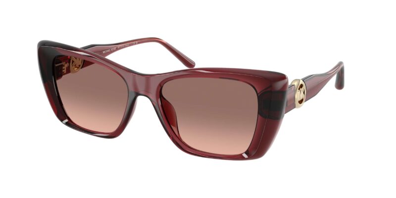 Κομψά γυναικεία γυαλιά ηλίου MICHAEL KORS MK2270U 317513 Tokyo με σκελετό σε βαθύ παλίσανδρο και απαλούς ροδακινί φακούς.