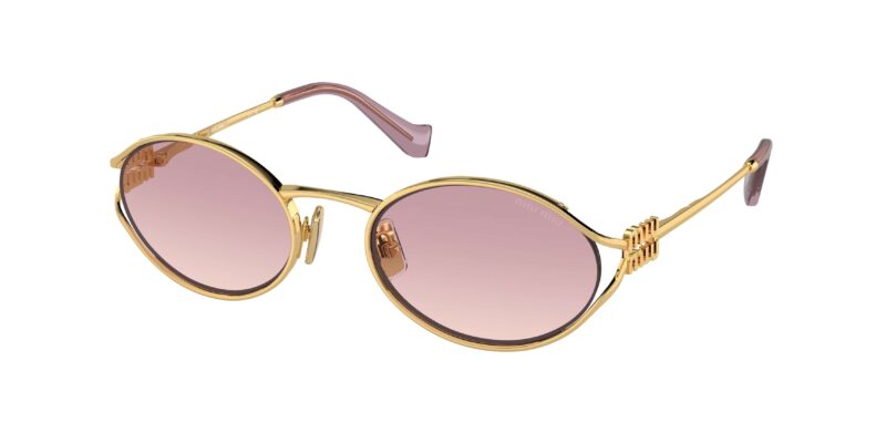 Miu Miu MU 52YS 5AK06S γυναικεία γυαλιά ηλίου oval χρυσά με ροζ ντεγκραντέ φακούς