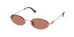 Miu Miu MU A54S 1BC90Q γυναικεία γυαλιά ηλίου oval ασημί με καφέ φακούς
