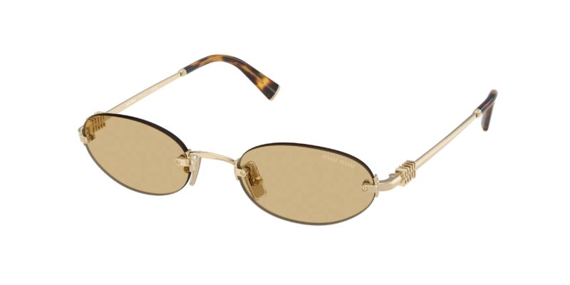 Miu Miu MU A54S ZVN10R γυναικεία γυαλιά ηλίου oval χρυσά με κίτρινους φακούς