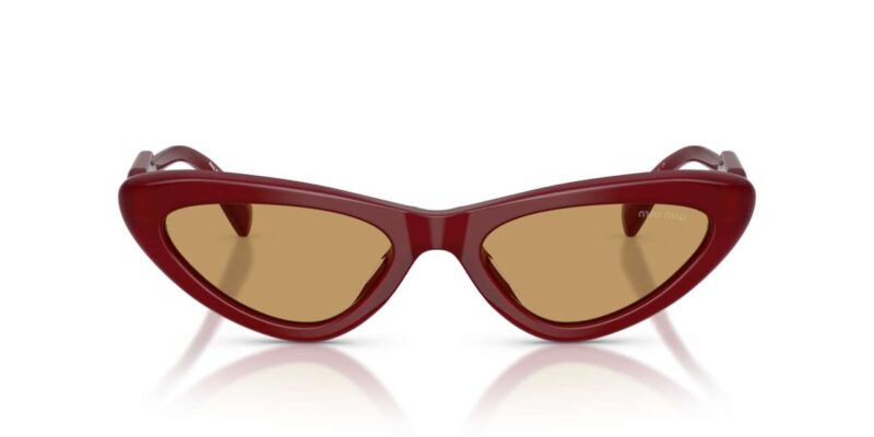 Γυναικεία γυαλιά ηλίου MIU MIU MU B11SU 21I10Y με σκελετό οπάλ βουργουνδί και καφέ φακούς.