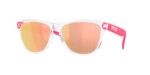 SPORT unisex ανδρικά γυαλιά ηλίου OAKLEY OO9013 9013M9 Frogskins με διαφανή σκελετό και Prizm ροζ χρυσό φακούς.
