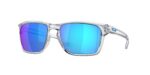 Lifestyle ανδρικά γυαλιά ηλίου OAKLEY OO9448 944804 Sylas με διάφανο γυαλιστερό σκελετό και μπλε φακούς Prizm Sapphire.