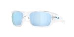 SPORT ανδρικά γυαλιά ηλίου OAKLEY OO9486 948607 Masseter με γυαλιστερό διάφανο κοκάλινο σκελετό και γαλαζοπράσινους Prizm φακούς.