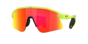 SPORT ανδρικά γυαλιά ηλίου OAKLEY OO9518 951803 Stunt Devil S με λαχανί ματ κοκάλινο σκελετό και κόκκινους Prizm Ruby φακούς καθρέπτες.
