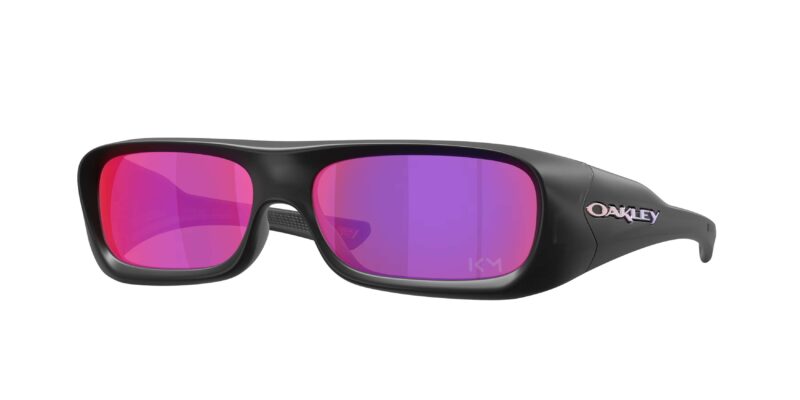SPORT ανδρικά γυαλιά ηλίου OAKLEY OO9520 952007 Permian με μαύρο ματ κοκάλινο σκελετό και ροζ-βιολετί Prizm Road φακούς.