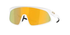 SPORT ανδρικά γυαλιά ηλίου OAKLEY OO9524D 952403 Rslv 141 με λευκό ματ κοκάλινο σκελετό μάσκα και χρυσούς Prizm 24k φακούς.