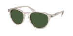 Ανδρικά γυαλιά ηλίου POLO RALPH LAUREN PH4221 611771 με γυαλιστερό διαφανές ανοιχτό γκρι-καφέ κοκάλινο σκελετό και φακούς σε πράσινο του μπουκαλιού.