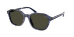 Ανδρικά γυαλιά ηλίου POLO RALPH LAUREN PH4234U 631487 με κοκάλινο σκελετό σε γυαλιστερό ριγέ μπλε και σκούρους γκρι φακούς.
