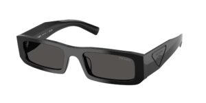 Prada PR D09SD 16K08Z μαύρα ανδρικά ορθογώνια γυαλιά ηλίου με σκούρους γκρι φακούς 54mm