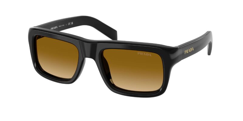 Prada PR D11S 16K10X μαύρα ανδρικά γυαλιά ηλίου με κίτρινο ντεγκραντέ φακούς 54mm