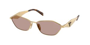 Prada PR D50S 5AK20I χρυσά γυναικεία γυαλιά ηλίου με ανοιχτό μωβ καφέ φακούς 57mm
