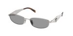 Prada PR D51S 1BC50Q γυναικεία οβάλ μεταλλικά γυαλιά ηλίου ασημί με γκρι φακούς 55mm