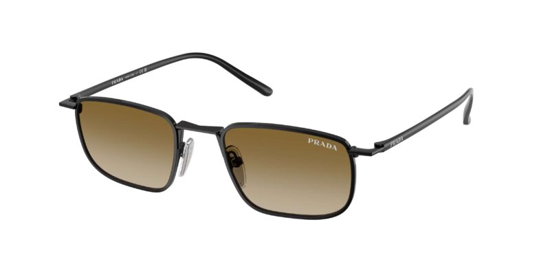 Prada PR D52S 1AB20U γυαλια ηλιου μαύρο μεταλλικό σκελετό με καφέ ντεγκραντέ φακούς