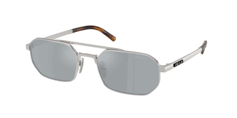 Prada PR D53S 1BC40X γυαλια ηλιου με ασημί μεταλλικό σκελετό και μπλε mirror φακούς
