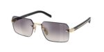 Prada D55S ZVN60W απαλά χρυσό rimless γυαλιά ηλίου με μπλε ασημί καθρέφτη φακούς