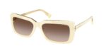 Elegant γυναικεία γυαλιά ηλίου RALPH LAUREN RA5342U 630013 με μπεζ κοκάλινο σκελετό και καφέ ντεγκραντέ φακούς.