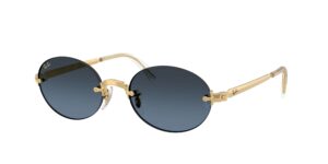ανδρικά γυαλιά ηλίου RAY-BAN RB3929 001/S2 με Arista χρυσό μεταλλικό σκελετό και μπλε ντεγκραντέ σκούρο γκρι φακούς.