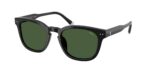 Κλασικά ανδρικά γυαλιά ηλίου POLO RALPH LAUREN PH4242U 500171 Σκούρο πράσινο με λαμπερό μαύρο κοκάλινο σκελετό και σκούρους πράσινους φακούς.