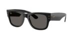 RAY-BAN RB0840S 6826J5 Mega wayfarer, unisex γυαλιά ηλίου με μαύρο κοκάλινο σκελετό και υπέρμαυρους φακούς.