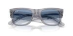RAY-BAN RB0840S 68463F Mega wayfarer, unisex γυαλιά ηλίου με διαφανές γκρι κοκάλινο σκελετό και διαφανείς ντεγκραντέ μπλε φακούς.