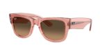 RAY-BAN RB0840S 684843 Mega wayfarer, unisex γυαλιά ηλίου με διαφανές ροζ κοκάλινο σκελετό και ανοιχτούς καφέ ντεγκραντέ φακούς.