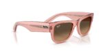 RAY-BAN RB0840S 684843 Mega wayfarer, unisex γυαλιά ηλίου με διαφανές ροζ κοκάλινο σκελετό και ανοιχτούς καφέ ντεγκραντέ φακούς.