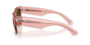 RAY-BAN RB0840S 684843 Mega wayfarer, unisex γυαλιά ηλίου με διαφανές ροζ κοκάλινο σκελετό και ανοιχτούς καφέ ντεγκραντέ φακούς.