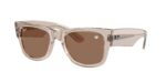 RAY-BAN RB0840S 68701A Mega wayfarer unisex γυαλιά ηλίου  με διαφανή ανοιχτό καφέ κοκάλινο σκελετό και σκούρους καφέ φακούς.