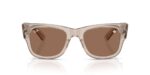 RAY-BAN RB0840S 68701A Mega wayfarer unisex γυαλιά ηλίου  με διαφανή ανοιχτό καφέ κοκάλινο σκελετό και σκούρους καφέ φακούς.