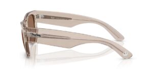 RAY-BAN RB0840S 68701A Mega wayfarer unisex γυαλιά ηλίου  με διαφανή ανοιχτό καφέ κοκάλινο σκελετό και σκούρους καφέ φακούς.