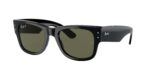 RAY-BAN RB0840S 901/58 Mega wayfarer, unisex γυαλιά ηλίου με μαύρο κοκάλινο σκελετό και πράσινους πολωτικούς φακούς.