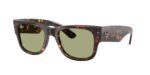 RAY-BAN RB0840S 902/4E Mega wayfarer, unisex γυαλιά ηλίου με Havana κοκάλινο σκελετό και φακούς σε πράσινο του μπουκαλιού.