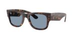 RAY-BAN RB0840S 902/56 Mega wayfarer, unisex γυαλιά ηλίου με Havana κοκάλινο σκελετό και μπλε φακούς.