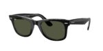 RAY-BAN RB2140 129431 Wayfarer, unisex γυαλιά ηλίου με κοκάλινο σκελετό μαύρο εξωτερικά, διαφανές εσωτερικά και πράσινους φακούς.