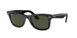 RAY-BAN RB2140 135831 Wayfarer, unisex γυαλιά ηλίου με μαύρο κοκάλινο σκελετό και πράσινους φακούς.