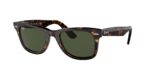 RAY-BAN RB2140 135931 Wayfarer, unisex γυαλιά ηλίου με κοκάλινο σκελετό Havana και πράσινους φακούς.