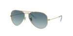 RAY-BAN RB3025 001/3M Aviator Large Metal, unisex γυαλιά ηλίου με μεταλλικό σκελετό σε χρυσό χρώμα και μπλε φακούς.